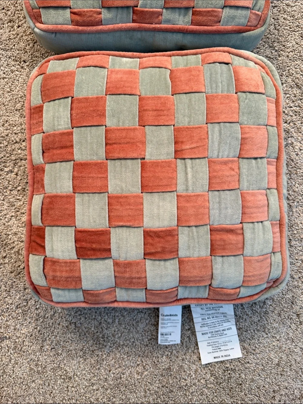 Crate & Barrel Harriet Velvet Square Pillow - A Pair